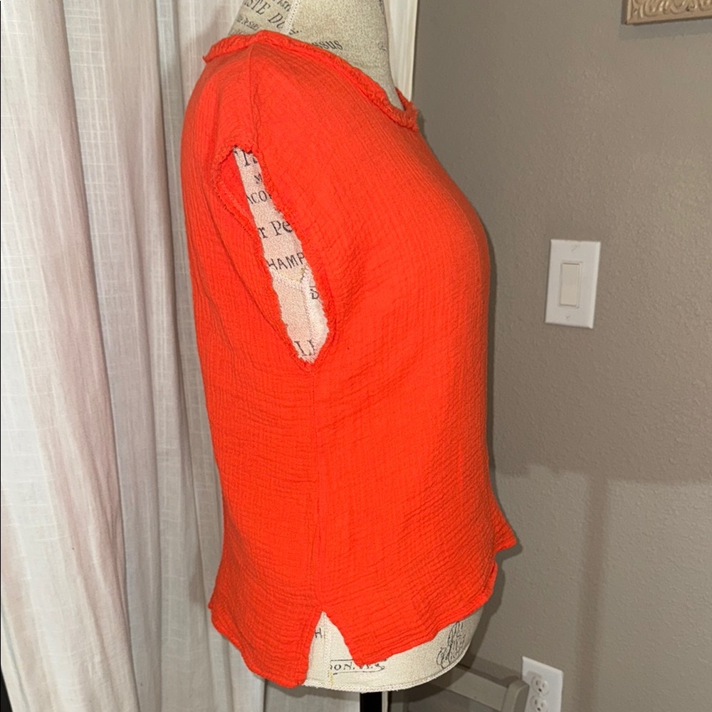 Philosophy Republic Clothing Women's shirt Coral Orange Top shortsleeve blouse S - Picture 2 of 10